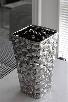 Amazon.co.jp: フラワーベース シルバー color サイズLLL 陶器
